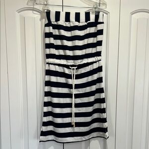 Saint Tropez Women’s Striped Navy/White Strapless Dress-Size XS
